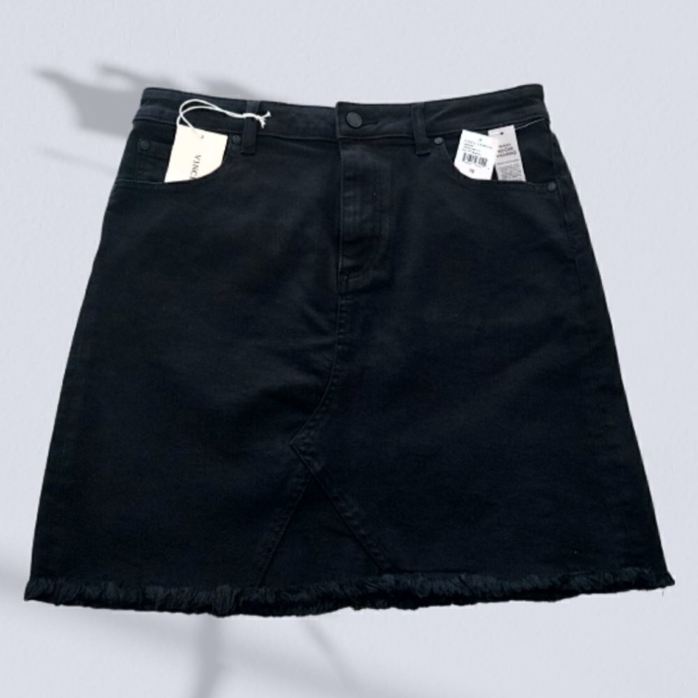 NWT Vince Camuto Highland Jet Black Mini Skirt Fringe Bottom Size 10